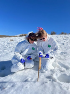 Researchers collecting snow samples